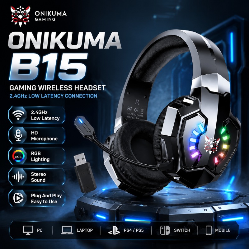 Gaming Console In Amazon - ONIKUMA B15 Cuffie da gioco wireless